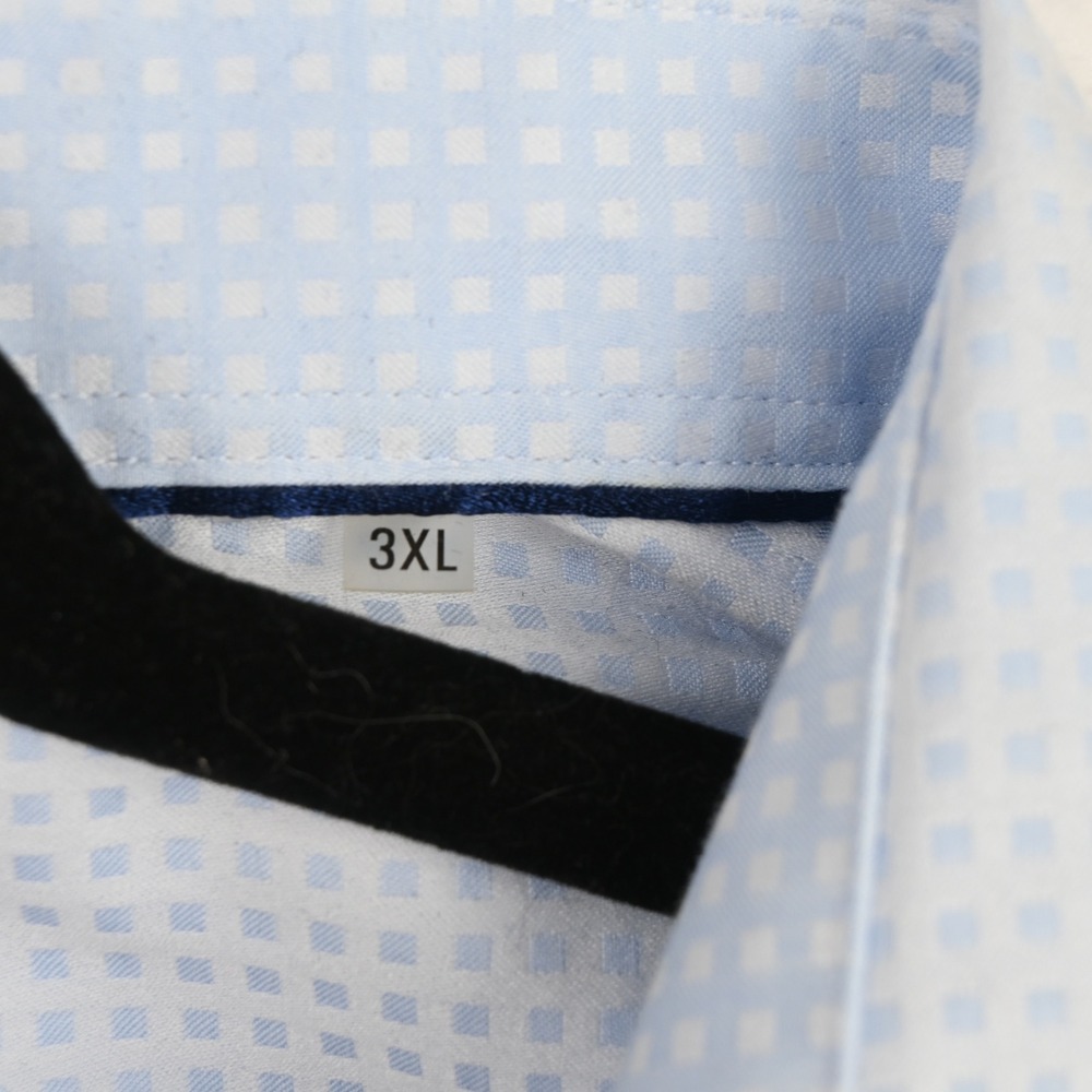 Bugatchi Button Up Shirt Men 3XL Light Blue Shaped Fit Micro Check Long Sleeve - Picture 4 of 7